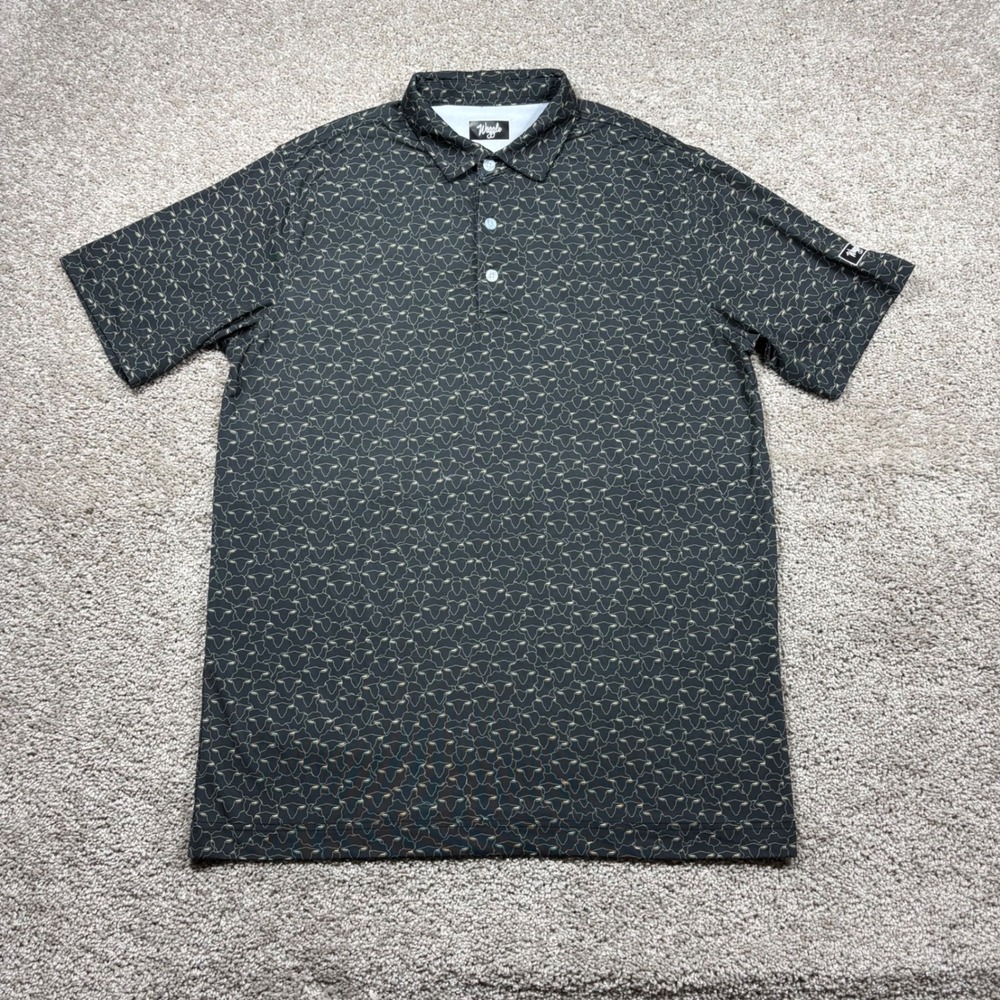 Waggle Black Sheep Golf Polo Shirt Mens Large Black Tan Performance Short Sleeve - Picture 2 of 6